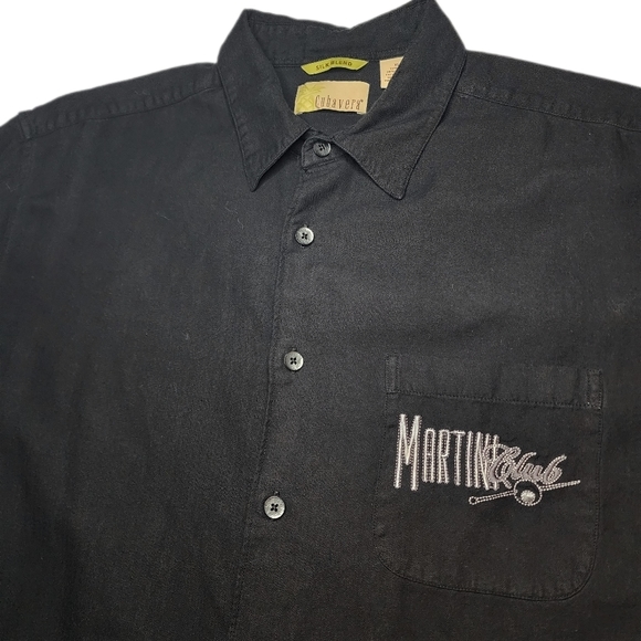 CUBAVERA Mens Black Martini Club Short Sleeve Collared Relaxed Fit Button Up- XL - Picture 8 of 10